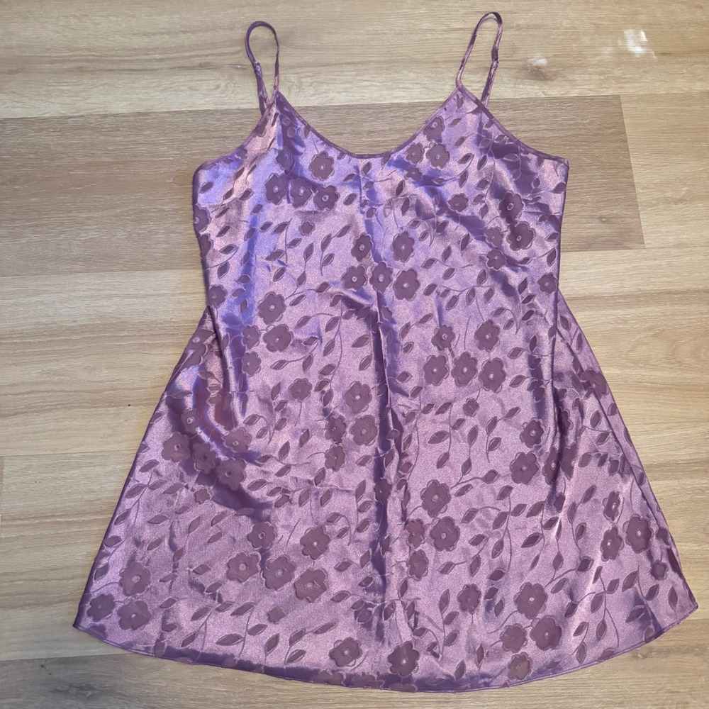 Cinema Etoile Purple Floral Burnout Sheer Slip Dress Fairy Whimsy XL